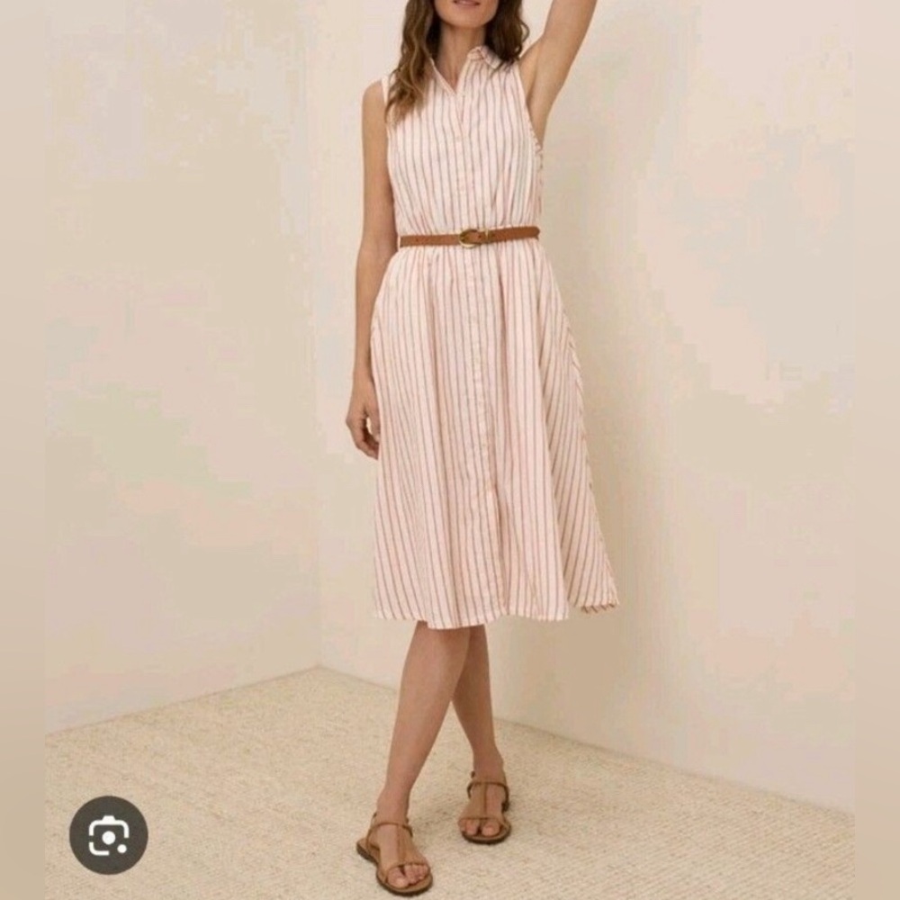 Pact White and Pink Pleated Halter Midi Dress